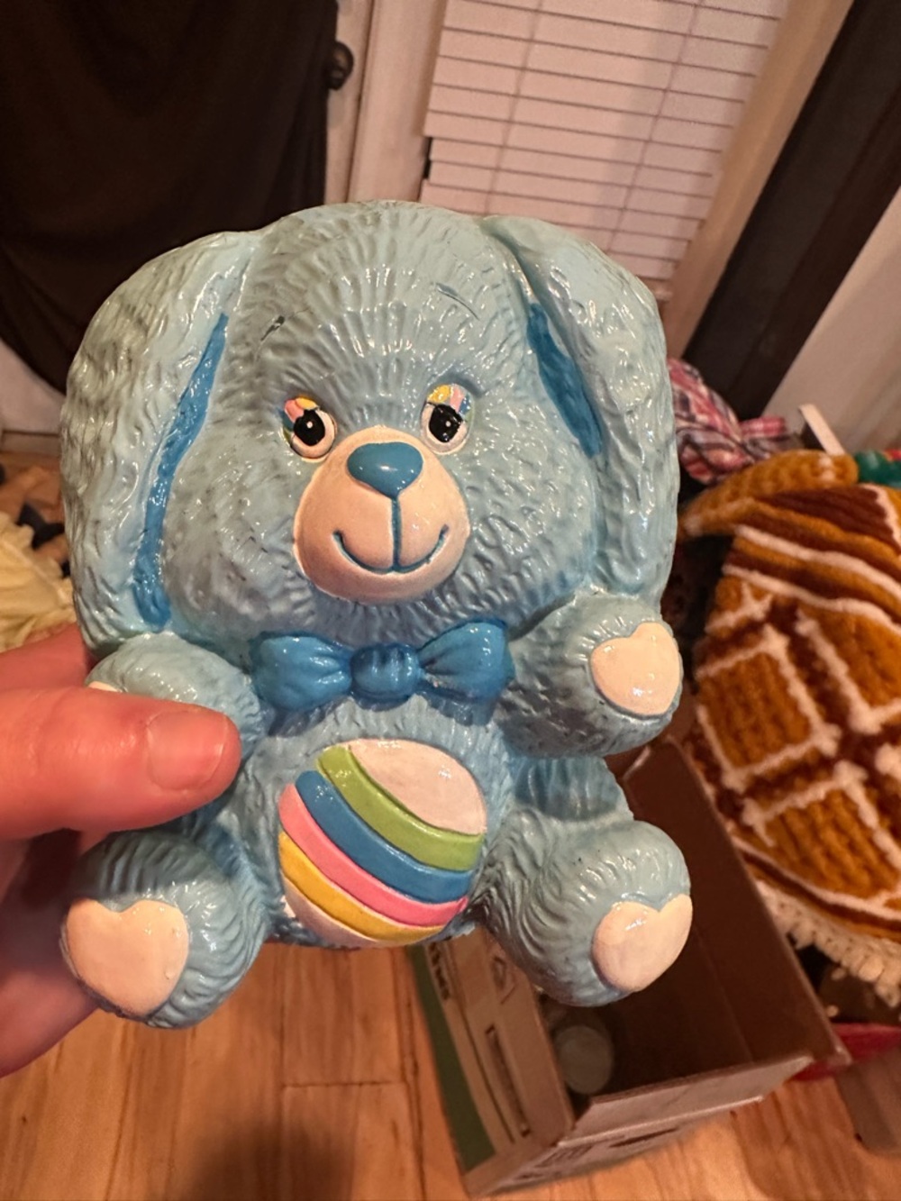 Vintage 1984 Small World Importing Blue Bunny Coin Bank